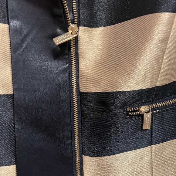 Black and gold Chicos blazer with faux leather accents, size Small, NWOT. - Picture 3 of 3